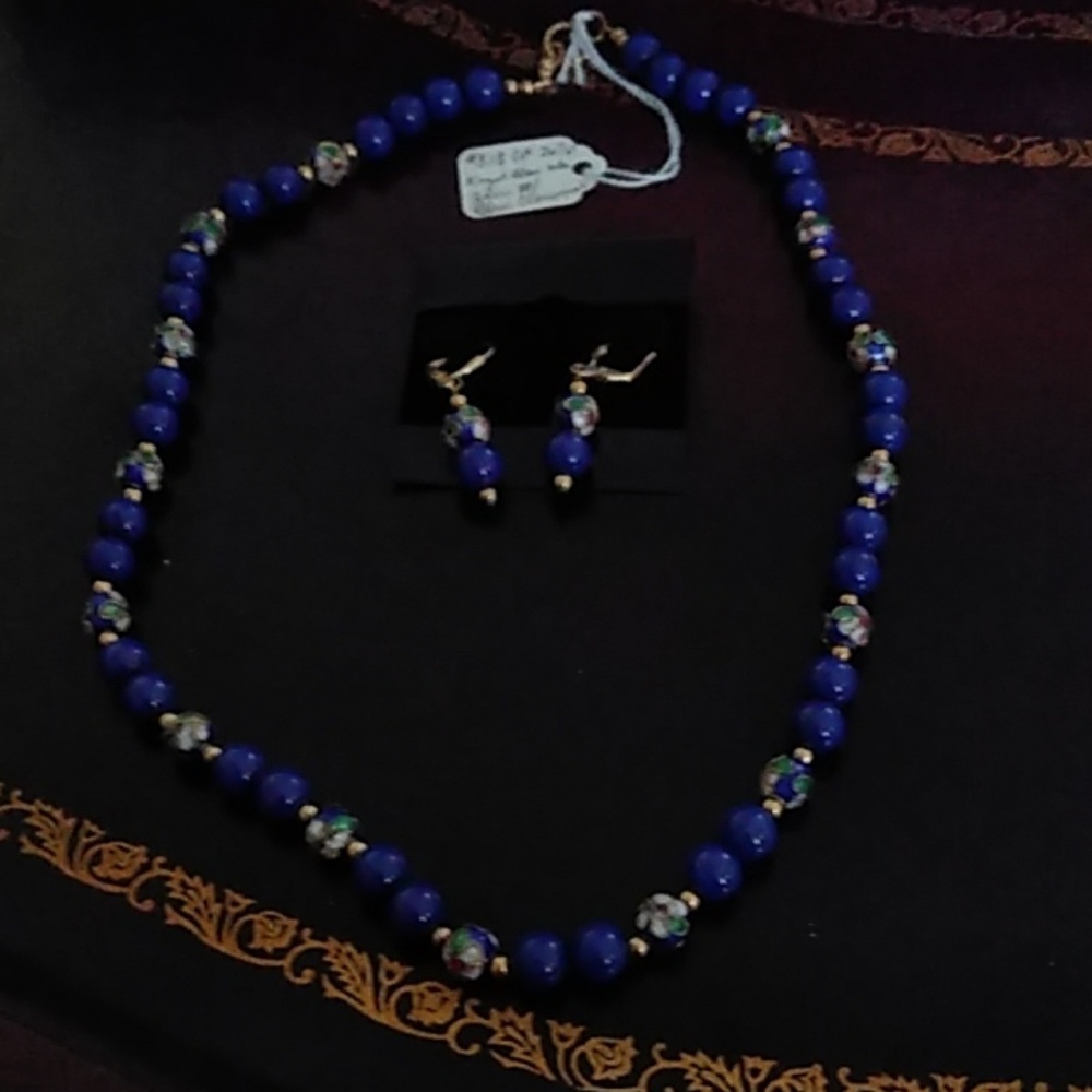 Royal Blue Mtn.Jade with Blue Cloisonne.